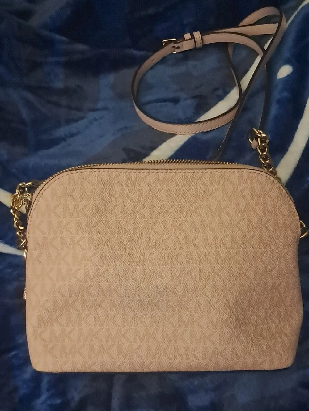 Michael Kors Blush Pink and Cream Logo Chain Crossbody Bag